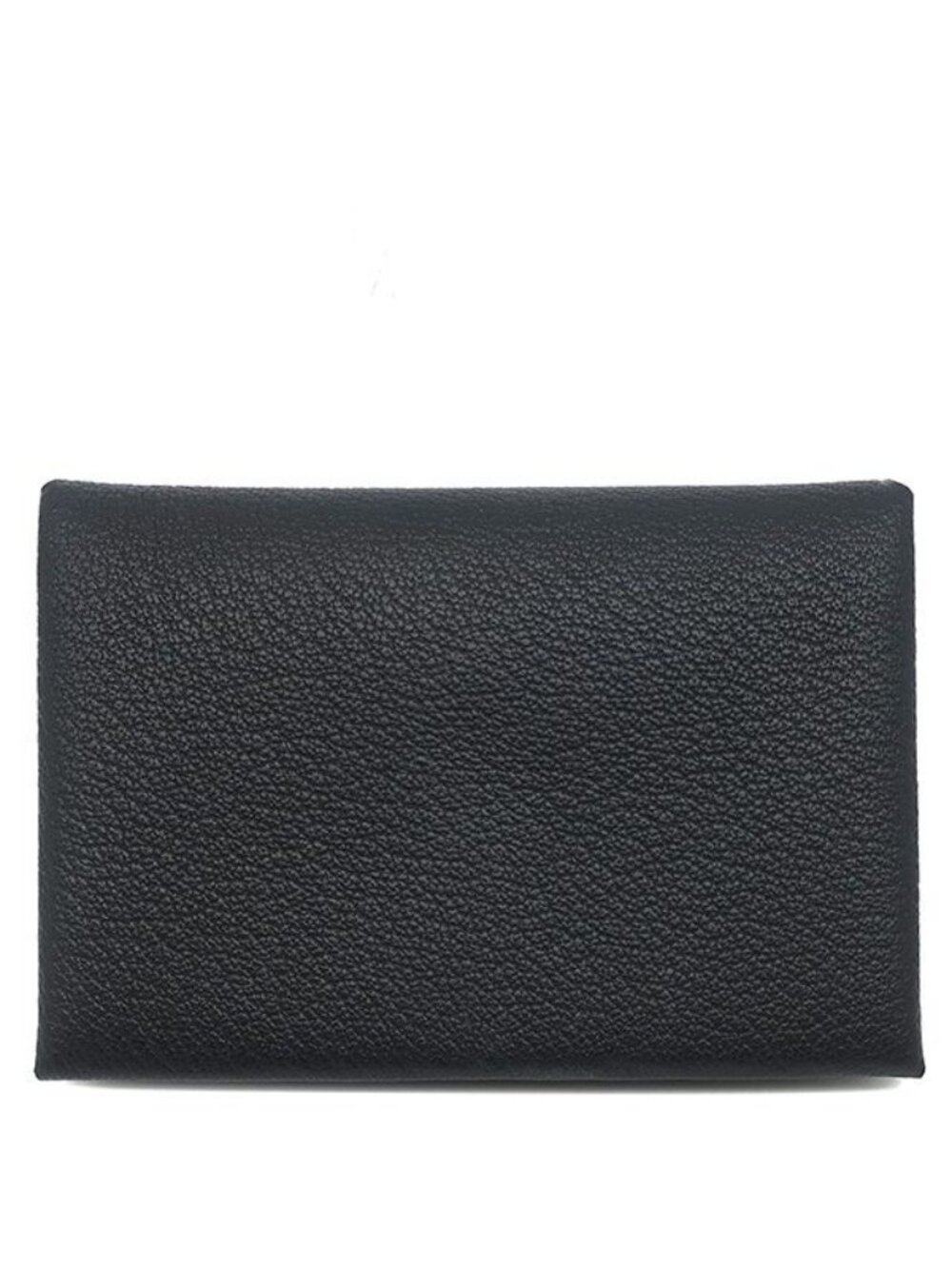 Hermes Card Case Calvi Duo Chevre Black Silver Coin Purse Fragment